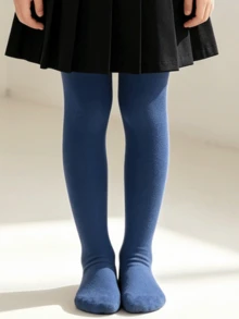 8雙女童素色褲襪，春秋兒童校風制服打底褲，彈性親膚全腳襪，適合JK百褶裙，中大童百搭百搭款 - 彩色 - 查看 10