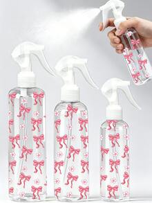 蝴蝶結圖案按壓式高壓噴霧瓶 150/300/500ml 化妝水容器，高壓連續自動真空霧化噴瓶，透明 PET 可重複填充旅行噴霧瓶，適用頭髮與臉部噴霧，可補充，美髮造型工具 - 彩色 - 查看 1