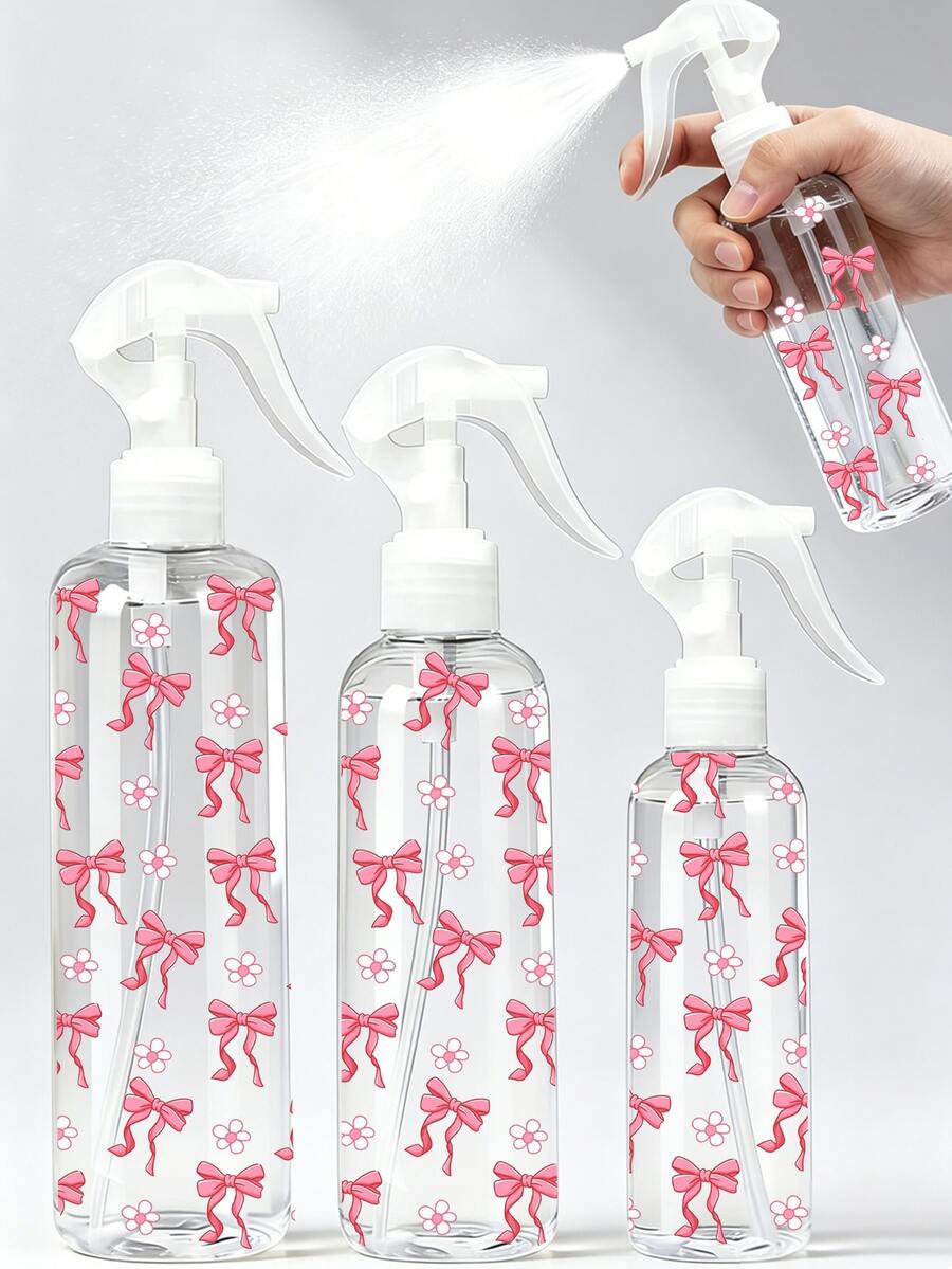 蝴蝶結圖案按壓式高壓噴霧瓶 150/300/500ml 化妝水容器,高壓連續自動真空霧化噴瓶,透明 PET 可重複填充旅行噴霧瓶,適用頭髮與臉部噴霧,可補充,美髮造型工具 - 彩色 - 查看 1