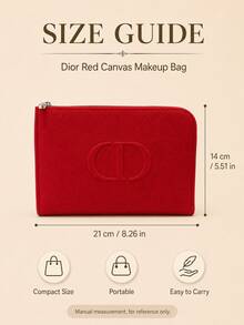 Dior 紅色帆布化妝包，14*21cm，優雅奢華化妝品收納配件，便攜尺寸，耐用實用，適合個人使用或送禮 - 紅色 - 查看 11