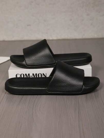 Minimalist Men's Slippers Summer Home Bath Black Fashion Indoor Non-Slip Outdoor Wear House Sandals