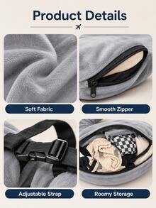 Adjustable U-Shaped Travel Pillow, Portable With Zipper Storage Bag And Shoulder Strap, Suitable For Car, Train, Office, Airplane, Ideal For Long Flights, Business Trips, Commuting, Vacation, Home Rest And Sleep Aid. Multiple Colors Available, Comfortable And Practical Travel Accessory Gift, Perfect For Mother's Day, Father's Day, Graduation Season And Travel Season. - Multicolor - View 11