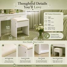 Vanity Desk With Mirror , Vanity Makeup Table With Chair, Dressing Table With 2 Cabinets, For Bedroom, Cloud White, Perfect For Bedroom, Dorm & Small Spaces - Chair - View 7