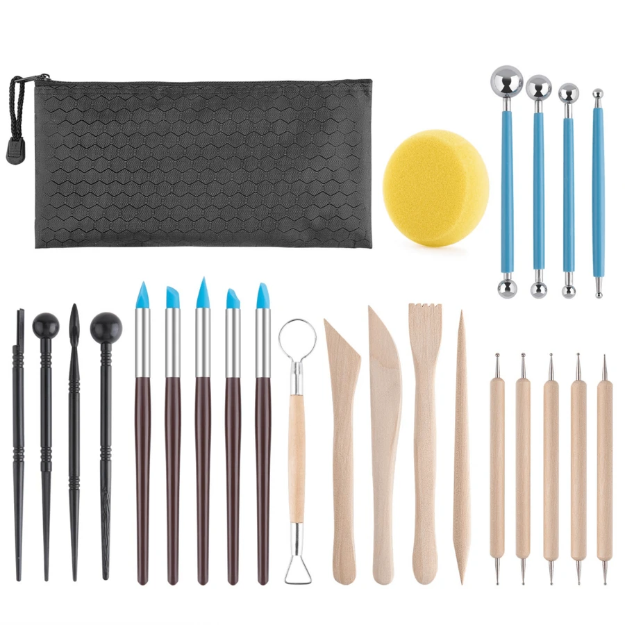 9pcs Random Style Polymer Clay Ceramic And Pottery Tools Modeling Clay Complete Tool Kit Carving Dotting Tools Set And Art Supplies, Back To School Essential. Multi-Functional Pottery Clay Tool Set 24pcs Soft Clay Shaping Tools DIY Sculpture Modeling Tools - Sets - View 1