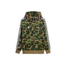adidas originals ×  聯名款 SHARK TRACK HOODIE JACKET 條紋運動寬鬆透氣連帽長袖夾克 男女同款 - 軍綠色 - 查看 10