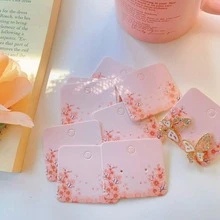 25/50/100-Piece Flower-Patterned Earring Display Cards, Classic White Earring Display Stands, Retail Packaging - Multicolor - View 2