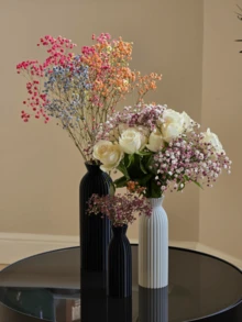 Black Vase, Matte Minimalist Bohemian Style Vase, Suitable For Reed Grass, Suitable For Desktop Home, Living Room, Office Decoration, Bedroom And Kitchen Shelf Home Decor Room Decoration Vase - A - View 3