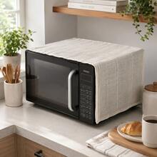 1pc Minimalist Striped Microwave Cover, Multi-Functional Appliance Dust Cover Kitchen Cloth - Rolled Edge Style - View 4