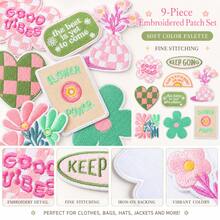 1 pieza/9 piezas de parches bordados con flores aleatorios, apliques lindos para planchar en ropa, bolsos, jeans, chaquetas, decoración DIY - A - Ver 3