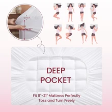 Cooling Mattress Cover, Breathable Fluffy Mattress Topper With 8-21" Deep Pocket-Machine Washable -RV, Bed, Sofa/Couch -Ultimate Summer Gift For Family, Home -Twin/Full/Queen/King Size, An Ideal Choice For Summer Bedroom Mattresses. - Ash Checker - View 5
