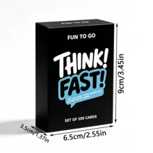 Think Fast - 100張卡牌遊戲，適合2-10位成人與家庭，快速反應挑戰與爆笑反轉，適合遊戲之夜、泳池派對、露營、晚餐等場合，家庭遊戲之夜與聚會的完美選擇 - 黑色 - 查看 2