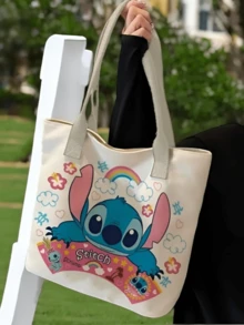 Disney 迪士尼授權 Lilo & Stitch Angel 親吻圖案背包，可愛天藍色大容量尼龍書包，青少年女孩休閒日常旅行雙肩包 - 彩色 - 查看 12