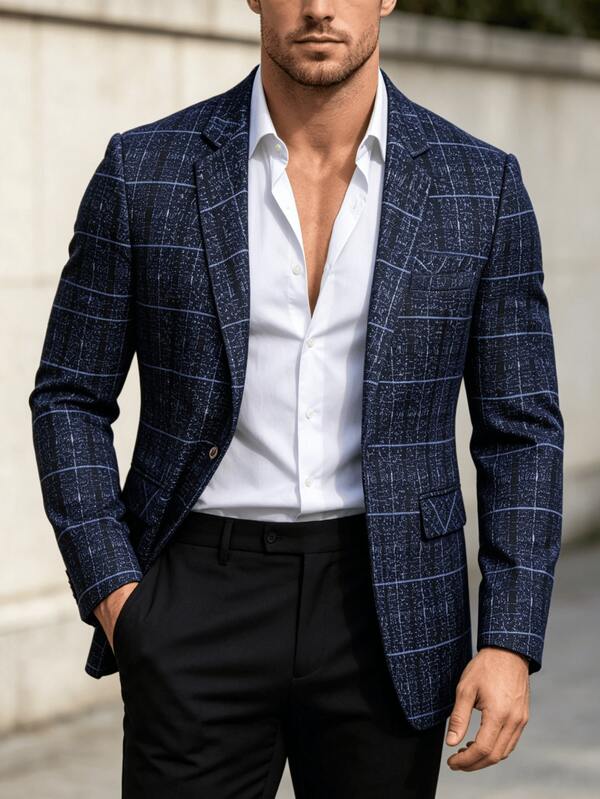 Men's Business Suit Jacket, Formal Suit Jacket With Notched Lapel, Suitable For Office, Wedding, Party, Classic Professional Suit Jacket, Appropriate For Formal Events And Casual Wear, Office Attire, Elegant Appearance, Suitable For Business Professionals