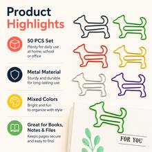 50pcs Random Color Dog Shaped Paper Clips Animal Bookmarks Animal Shaped Paper Clips Suitable For Office School Supplies Bookmarks Office School Party Notebooks, Bookmarks, Office Supplies - Rectangle - View 4