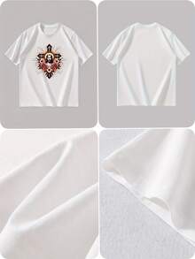 [Neue Produkte] Modisches Sommer Herren atmungsaktives bequemes Rundhals Kurzarm einfarbiges vielseitiges lässiges tägliches bedrucktes T-Shirt - Weiss - Übersicht 4