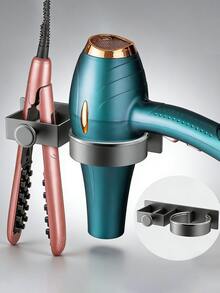 1 pieza Soporte para secador de pelo, estante de almacenamiento de secador de pelo montado en la pared sin taladro para el baño, estante de almacenamiento de plancha de pelo, estante de almacenamiento de herramientas de peinado montado en la pared sin taladro - estante de almacenamiento de altura ajustable - Multicolor - View 13