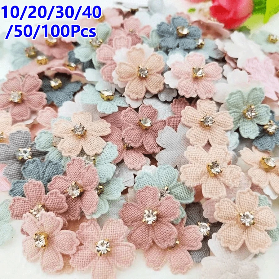 20/30/40/50/100Pcs Random Color Shiny Rhinestone Flower Appliques, Suitable For DIY Clothing, Hats, Hair Accessories And Handicrafts - Multicolor - View 1
