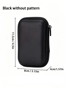 Black Leopard Print EVA Hard Shell 4.3 Inch Compact Storage Box - Travel Protective Storage Bag, Suitable For Electronic Accessories, Earphones, Hard Drives And Data Cables; Shockproof Zipper Pouch (Storage Box Only) - Multicolor - View 9