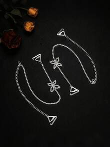 2 piezas Cadena corporal de mariposa elegante y minimalista, accesorio de moda sexy invisible para hombros abiertos, cadena de hombro ajustable con strass - A - Ver 6