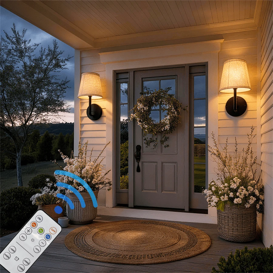 1pc/2pcs Remote Control Wall Light, Fabric Lampshade Night Light, Wireless Wall Lamp, Touch/Remote Dimmable, Timer Function, Home Decor Atmosphere Light, Suitable For Bedroom, Stairs, Hallway, Bathroom (1800mAh) - USB - View 1