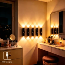 New Magnetic Wall Light, USB Rechargeable Night Light, Smart Sensor Wall Light, Three Color Temperature Peephole Style Ambient Light, Suitable For Stairs, Living Room, Bedroom, Hallway, Balcony, Etc., Perfect Holiday Gift - 1-pack Wall Light Black - View 7