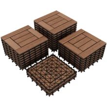 Butterslay Set Of 27 Wood Flooring Tiles Interlocking Deck Tiles Waterproof DIY Furniture Deck Tiles All-Weather Wooden Tiles For Garden Patio Backyard Indoor, Brown/Black/Wood - Brown-wood Flooring Tiles - View 3