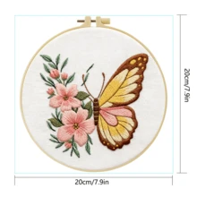 1pc 15*15cm/5.9*5.9in-20*20cm/7.9*7.9in Butterfly Embroidery Kit, DIY Handmade Embroidery Set, Suitable For Adult Beginners, Home Gift, Women's Sewing Gift, Includes User Manual, Printed Pattern Fabric, Embroidery Hoop, Needle And Thread - A - View 4