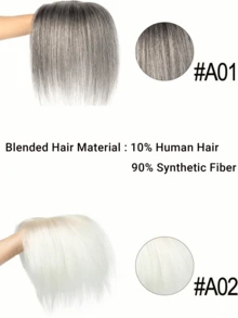 Women's Short Bob Hair Topper Piece, Suitable For Thin Hair, Side Part With Bangs, Covers Gray Hair, Straight Hair, Increases Hair Volume - Multicolor - View 4