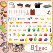 Set Mainan Dapur Mini untuk Anak-Anak, Cocok untuk Anak Laki-Laki dan Perempuan Usia 3-8 Tahun, Bermain Peran Memasak, Menggoreng, Memotong Buah dan Sayuran, Peralatan Makan, Peralatan Masak, Makanan, dan Aksesoris Realistis - MultiWarna - View 11