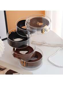 3/4/5 Layer Elegant Rotating Transparent Jewelry Storage Box - Dustproof, Waterproof, With Adjustable Compartments - Suitable For Storing Belts, Necklaces, Bracelets, Hair Clips And Earrings - Multicolor - View 2