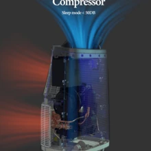 Aire acondicionado portátil de 14000 BTU - 3 en 1: Refrigeración, deshumidificación y ventilador - Silencioso, control remoto, pantalla LED, temporizador de 24 horas, enfría hasta 70 m² - Cubierta superior gris oscuro - Ver 2