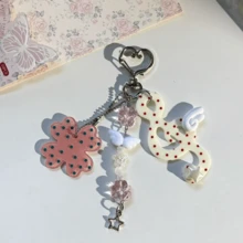 Millennium Y2K Style Sweet Versatile Four-Leaf Clover Music Note Keychain Pendant, Girly Backpack Car Key Ring Accessory For Women, Summer Beach Vacation, Travel, Birthday Party Gift, Valentine's Day - Multicolor - View 11