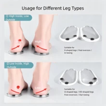 Arch Support Foot Pads Volcano Magnetic Insoles XO-Shaped Legs Inward/Outward Rotation Support Insoles Silicone Height Increasing Tool For Women - Transparent 3 Pairs - View 7