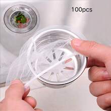 30/100pcs Disposable High Elasticity Anti-Clogging Kitchen Sink Strainer Filter Mesh, Home Vegetable Washing Basin Residue Collection Bag, Suitable For Food Waste - Easy To Use, Perfect For Daily Kitchen Cleaning, Essential Universal Kitchen Small Item - Filter - View 11