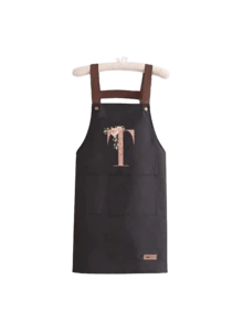 A-Z Letter Printed Apron With Large Pocket, Waterproof, Stain-Resistant, Oil-Proof. This Is A Kitchen Work Apron With Adjustable Neck And Waist, Suitable For Cooking And Grilling. Unisex, Perfect Gift For Christmas And Thanksgiving. - Multicolor - View 26