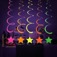 20/40pcs Reflective Neon Vortex Decorations - Colorful Hanging Tassels, Five-Pointed Star Fluorescent Spirals, Star Hanging Ornaments, For Ceiling, Birthday Party, Neon Party, Bar, Party Backdrop, Dance Party And Bachelor Party - One Size - View 4