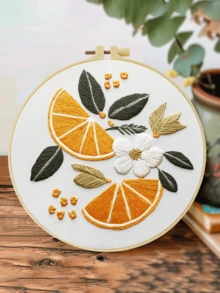 Embroidery Kit, 15x15cm/5.9x5.9 Inch, 20x20cm/7.9x7.9 Inch, Handmade DIY Embroidery Kit, Lemon, Daisy, Strawberry Embroidery Patterns, Simple Patterns, Classic Patterns, Suitable For Adult Beginners, Includes Embroidery Fabric, Instructions, Embroidery Hoop And Needle & Thread, Gifts For Friends And Family, Furniture, Office Handmade Art - A - View 5