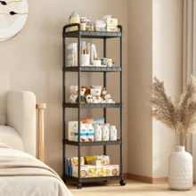 Carrito de almacenamiento de 3/4/5 niveles para espacios estrechos con ruedas, estantería móvil para espacios estrechos, estantería de almacenamiento de múltiples capas, adecuado para cocina, baño, sala de estar - Multicolor - Ver 7