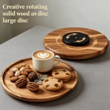 Creative Rotating Rosewood Tray - 360° Rotating Tray, Dessert Serving Tray, Wooden Tray, Decorative Tray, Snack Tray, Kitchen Tray, Candy Tray, Suitable For Fruits, Cakes, Cheese, Pastries, Candy And Some Coffee Cups, Tea Cups, Ideal For Home And Restaurant Use, Perfect Gift For Family And Friends, Home Decor - View 3