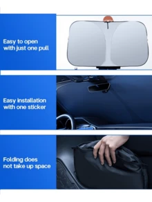 Payung Pelindung Matahari Lipat Reflektif untuk Kaca Depan Mobil, Payung Tirai Matahari Pelindung UV Ukuran Besar - MultiWarna - View 9
