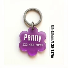 Personalized Acrylic Pet ID Tags, Customized Dog Name, Cat Tags, Customized Name And Phone Number Dog Cat Tags, Anti-Lost Tags, Cute Cat Dog Accessories, Customized Text Heart/Flower/Round/Scallop Shape Keychains, Gift For Pet Lovers - H-pet Identification Tag - View 12