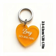 Personalized Acrylic Pet ID Tags, Customized Dog Name, Cat Tags, Customized Name And Phone Number Dog Cat Tags, Anti-Lost Tags, Cute Cat Dog Accessories, Customized Text Heart/Flower/Round/Scallop Shape Keychains, Gift For Pet Lovers - H-pet Identification Tag - View 13