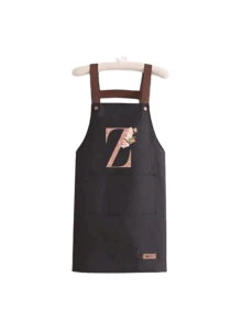 A-Z Letter Printed Apron With Large Pocket, Waterproof, Stain-Resistant, Oil-Proof. This Is A Kitchen Work Apron With Adjustable Neck And Waist, Suitable For Cooking And Grilling. Unisex, Perfect Gift For Christmas And Thanksgiving. - Multicolor - View 24