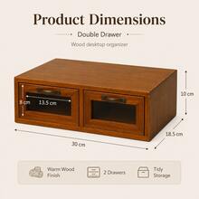 Drawer-Style Vintage Computer Monitor Stand Desktop Storage Box Cosmetic Office Desk Organizer Shelf - Rectangle - View 6