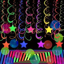 20/40pcs Reflective Neon Vortex Decorations - Colorful Hanging Tassels, Five-Pointed Star Fluorescent Spirals, Star Hanging Ornaments, For Ceiling, Birthday Party, Neon Party, Bar, Party Backdrop, Dance Party And Bachelor Party - One Size - View 2