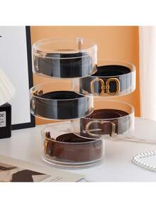 3/4/5 Layer Elegant Rotating Transparent Jewelry Storage Box - Dustproof, Waterproof, With Adjustable Compartments - Suitable For Storing Belts, Necklaces, Bracelets, Hair Clips And Earrings - Multicolor - View 5