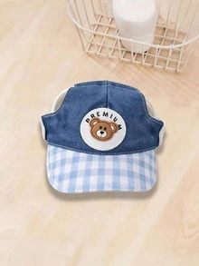3pcs Denim Pet Harness Set With Cute Sun Hat And Leash, Suitable For Dogs And Cats Outdoor Walking Vest, Escape Proof - Blue - View 5