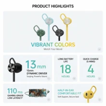 Huawei FreeLace Wireless Earbuds, Semi-In-Ear Sports Earbuds, Comfortable To Wear, 18 Hours Of Battery Life, Vibrant Colors, 13mm Dynamic Driver. - View 2