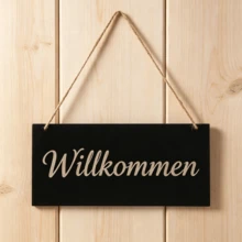 Mini-Kreidetafel 26 x 14 cm – Kleine Notiztafel zur Wandbefestigung, rustikale Tafel für Küche, Café & Wanddekoration - Wandmontage - Übersicht 1