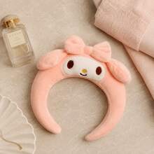 1pc MINISO Sanrio Character Decorative Headband For Daily Face Washing Back To School Season Cute My Melody Fluffy Ears Headband For Women Everyday Hair Accessories Pretty BFF Gift Choice - Baby Pink - View 4
